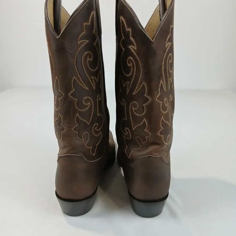 Justin Boots Mens 10.5D Brown Leather Western Cowboy Riding Rancher 2252